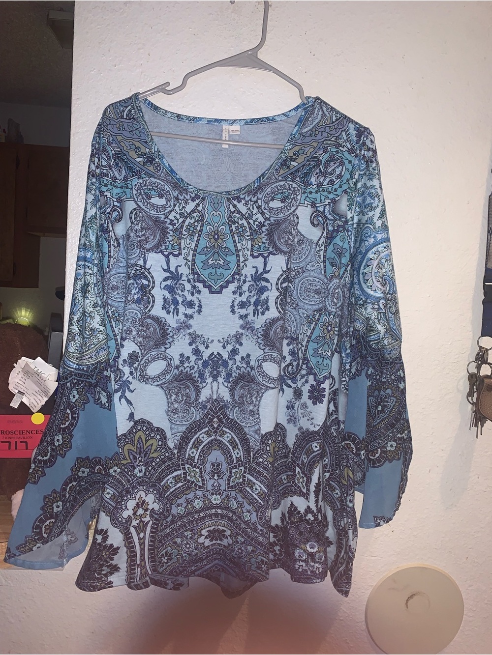 Cato Blue Paisley Scoop Neck Blouse